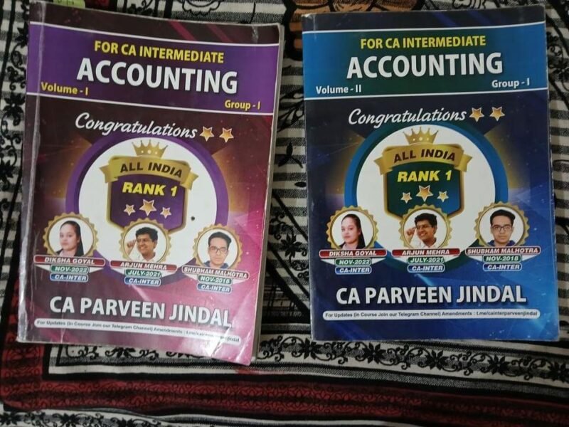 For CA Intermediate Accounting Group I Volume I and II by CA Parveen Jindal