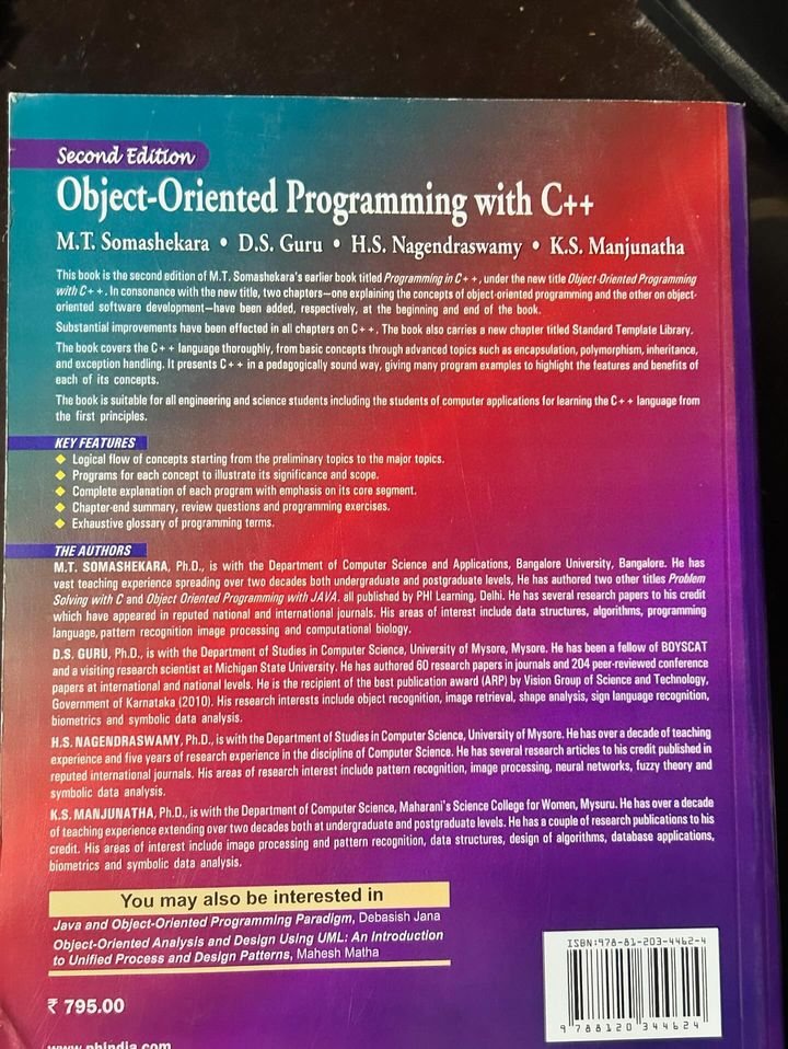 Object - Oriented Programming With C++ Object - Oriented Programming With C++ by M.t. Somashekara, D.S. Guru, H.S. Nagendraswamy, K.S. Manjunatha